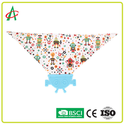 Silicio moderno 100% del cotone delle busbane francesi della bandana del bambino del CE con Teether