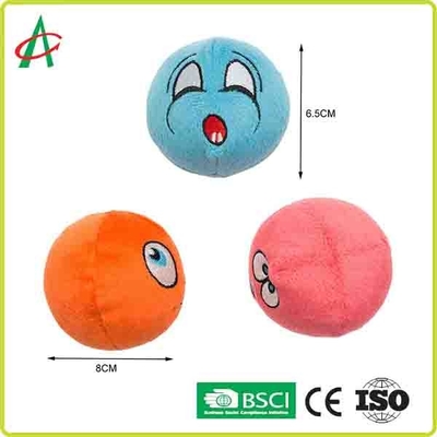 Giocattoli striduli dell'animale domestico della peluche a forma di palla su ordinazione piccoli con Emoji differente