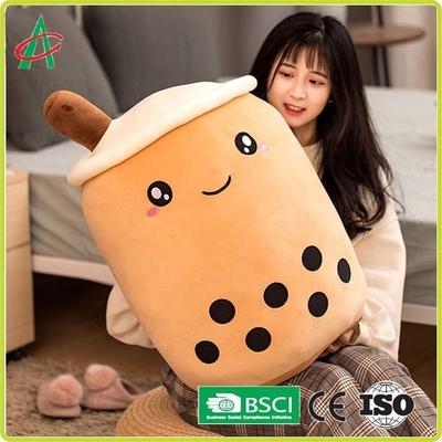 Cuscino della peluche del tè della bolla dell'OEM con Emoji ricamato